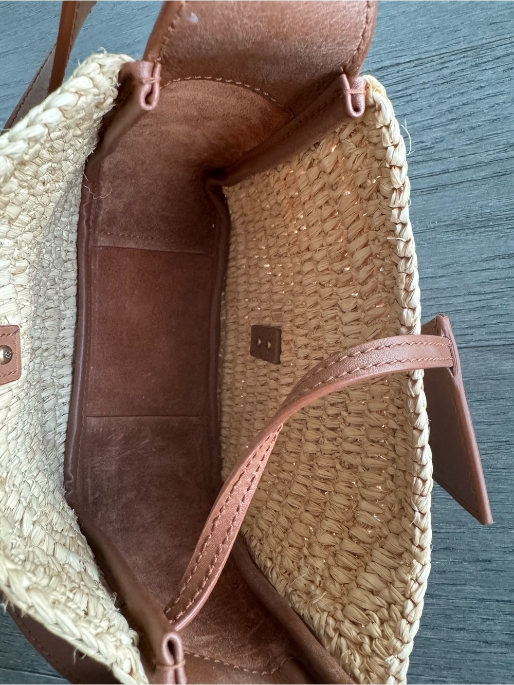 Saint Laurent Baby Le 5 A 7 Shoulder Bag in raffia and leather - Picture 10 of 12